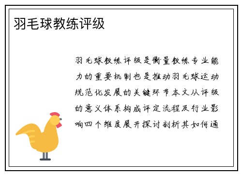 羽毛球教练评级